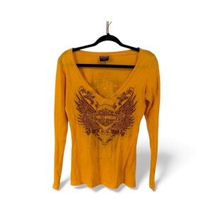 Harley-Davidson Women's Long Sleeve Yellow Tee